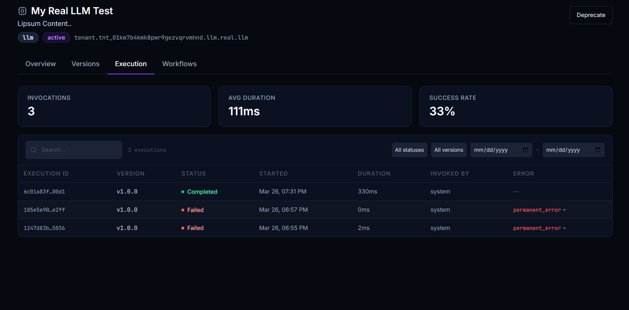 Iterix execution trace — live workflow run with policy evaluation